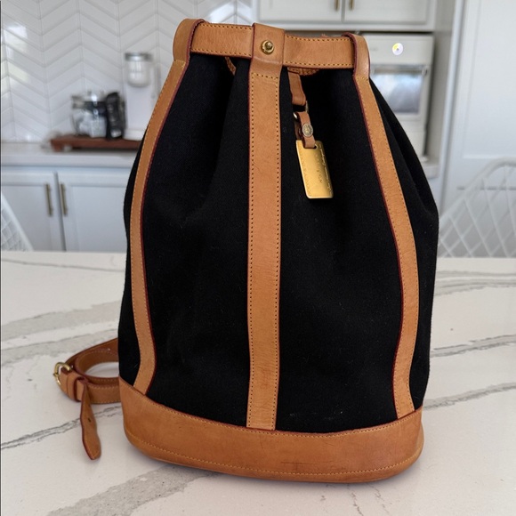 Dooney & Bourke Handbags - Rare Vintage Dooney & Bourke Florentine Black Canvas and leather bucket bag